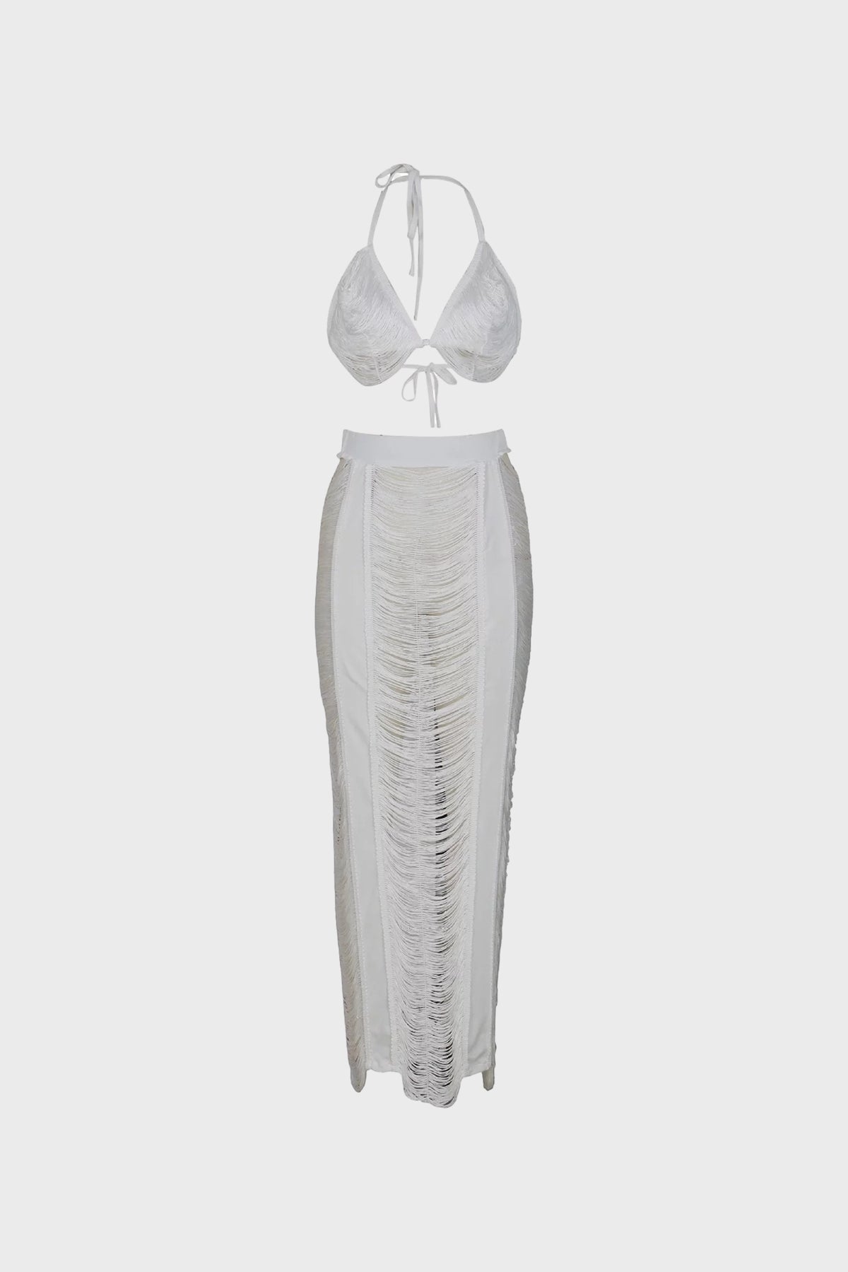 Crochet Cover Two-Piece Bra and Skirt Set