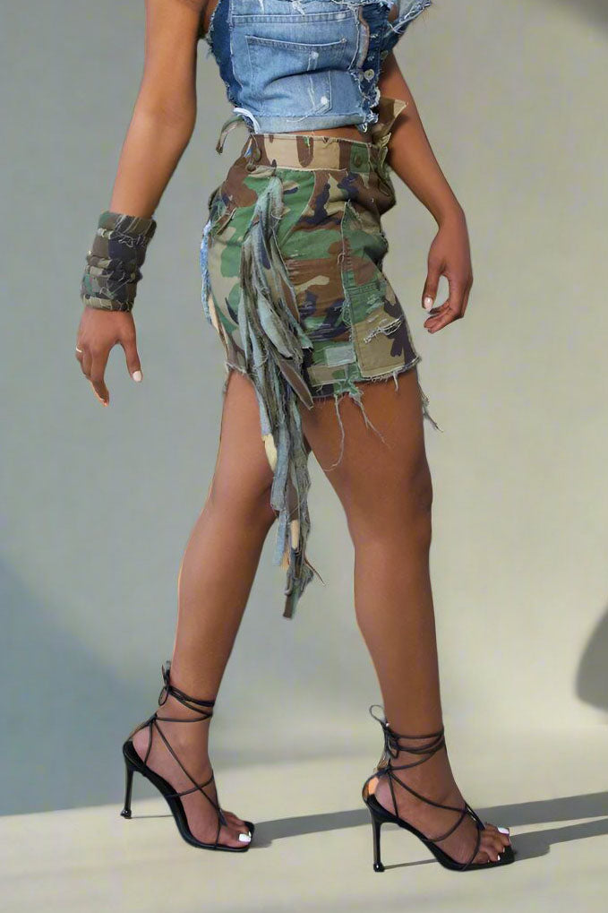 Camouflage Tassel Skirt