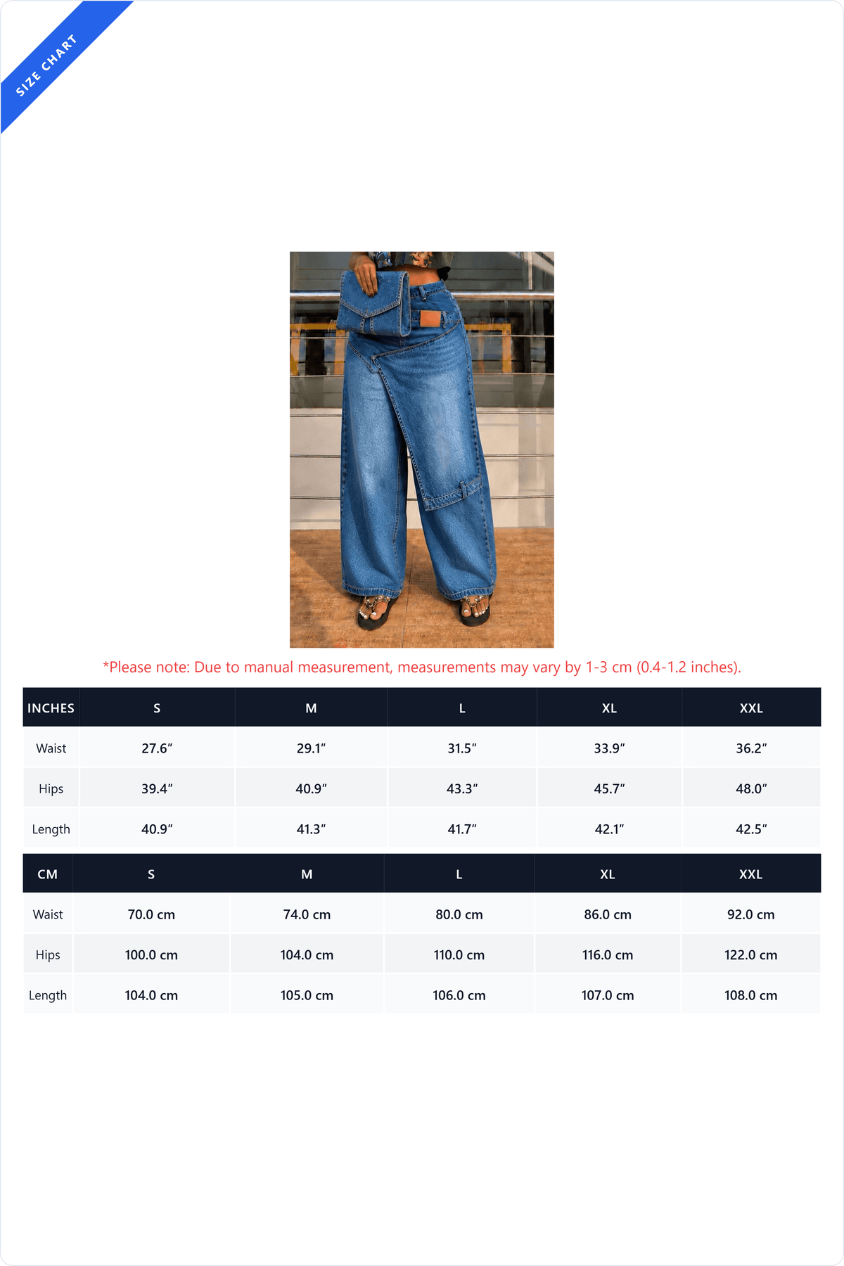 Asymmetrical Overlay Wide Leg Denim Pants
