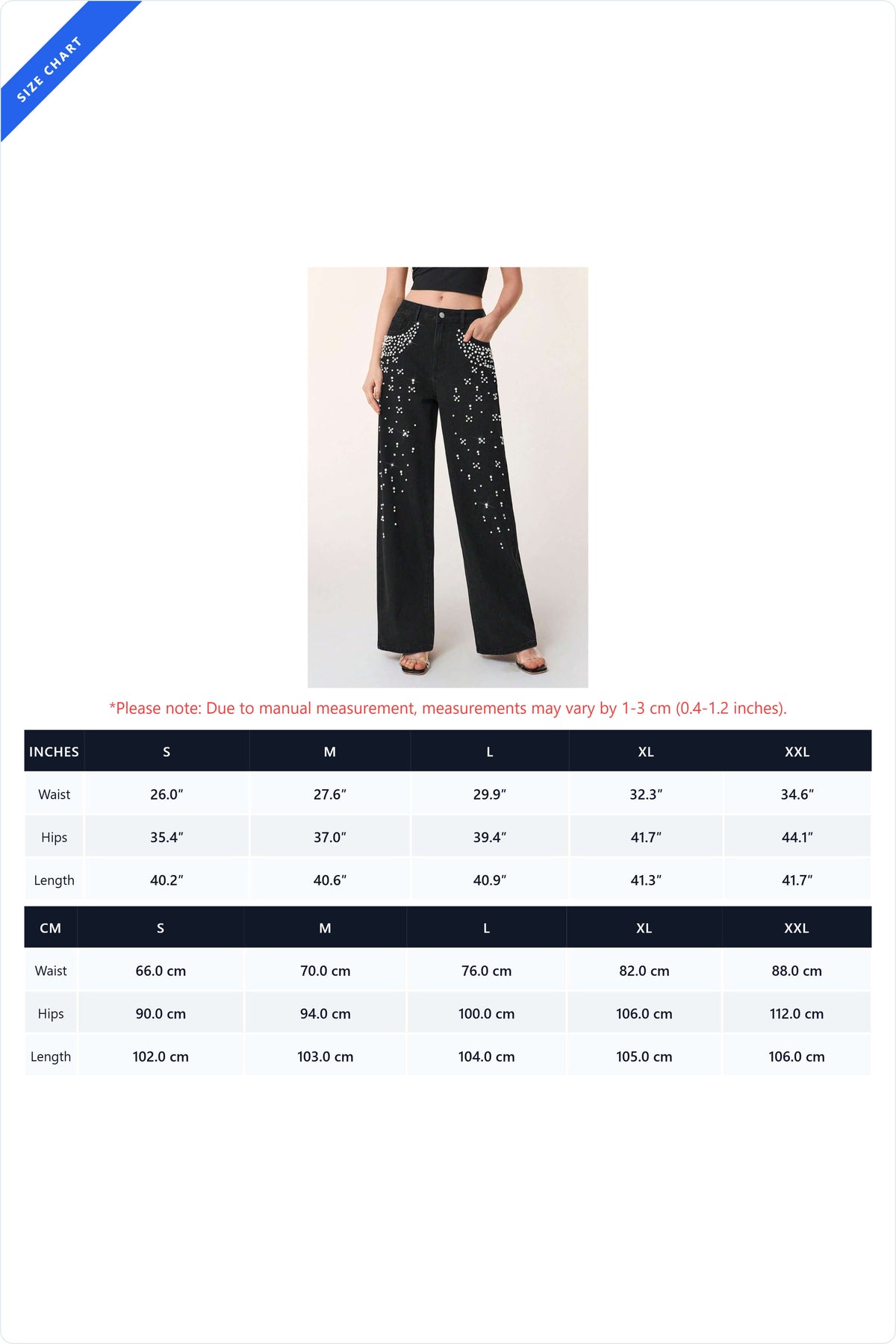 Pearl & Rhinestone Embellished Wide Leg Jeans
