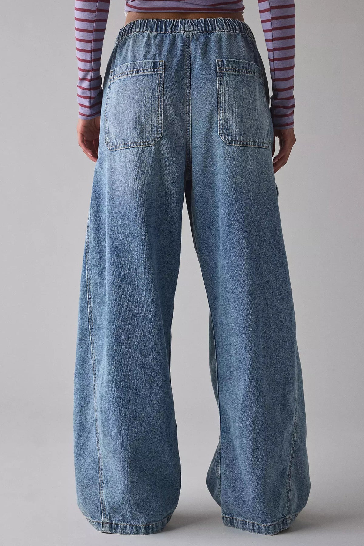 Drawstring Waist Baggy Cargo Jeans