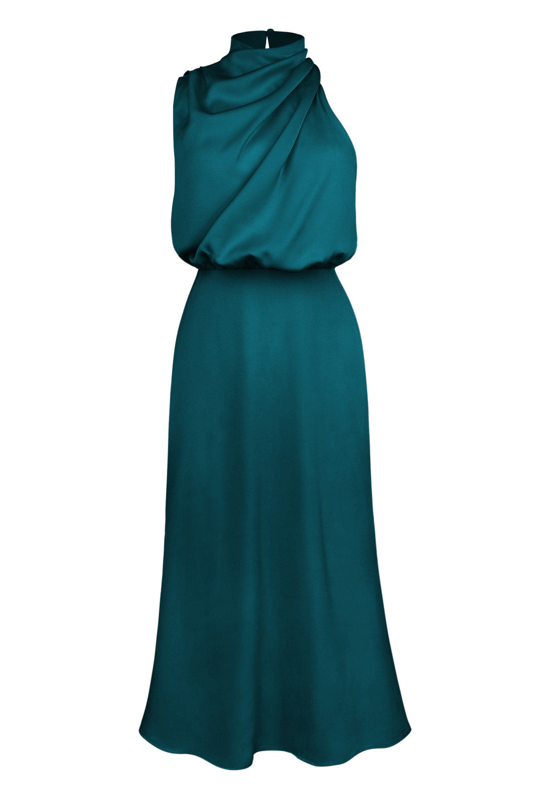 Satin Mock-Neck Slip Dress