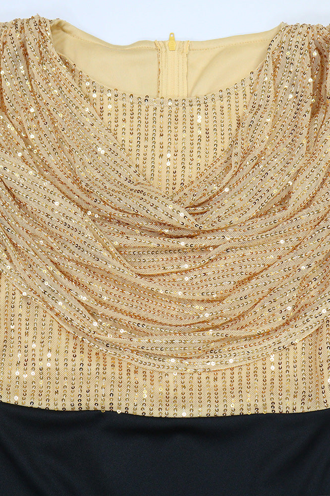 Sequin Cowl Neck Mermaid Maxi Dress