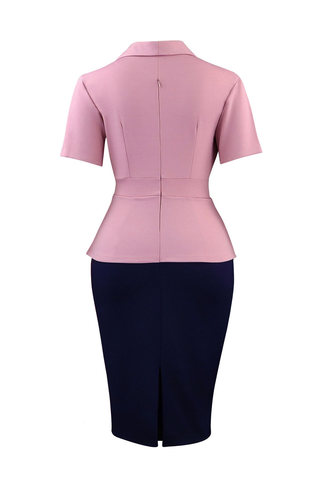 Blazer Collar Peplum Midi Dress