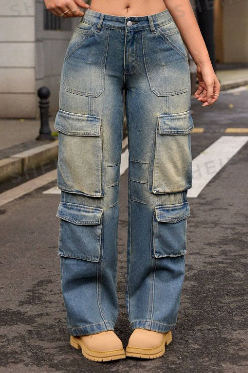 Washed Street Cargo Jeans