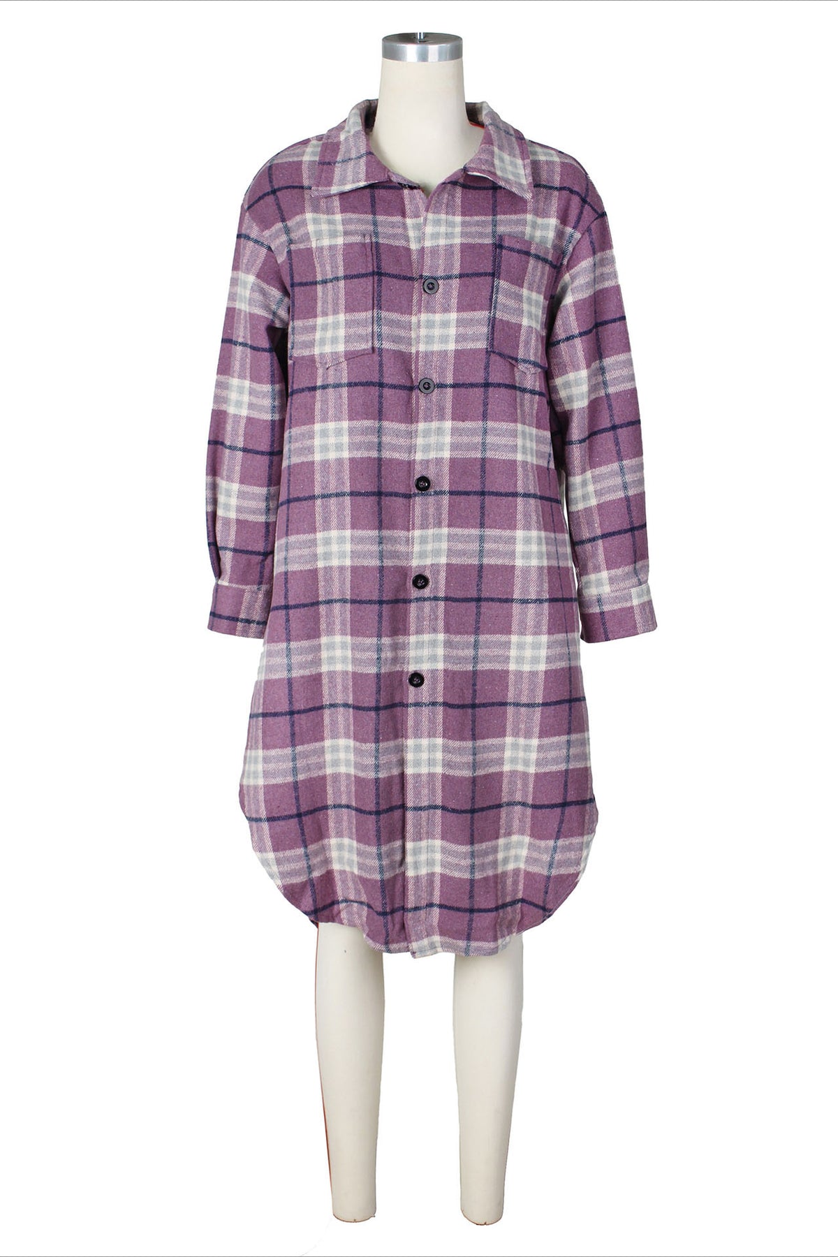 Contrast Plaid Slit Shacket