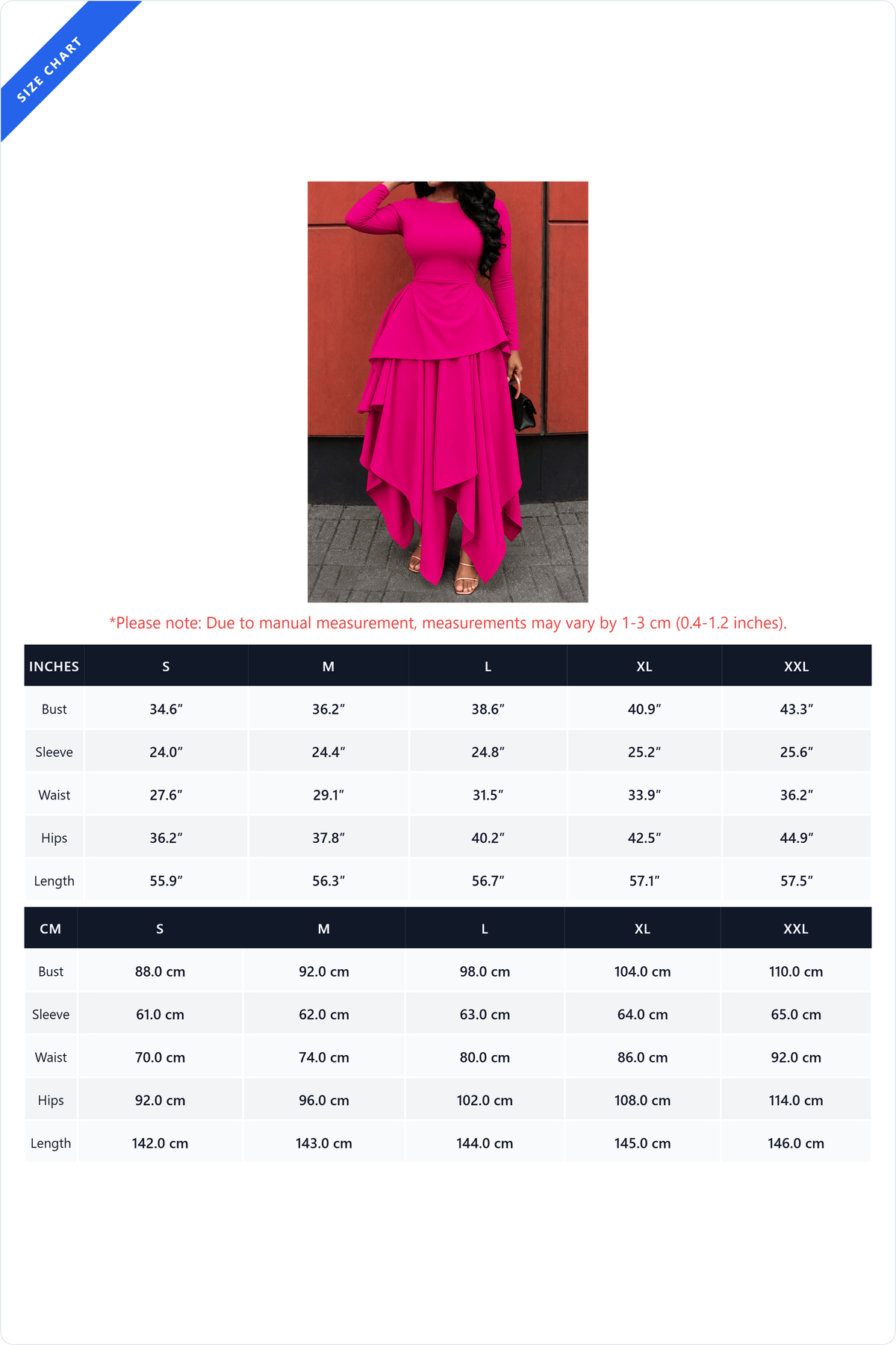 Long-Sleeve Ruffle Hem High-Low Dress