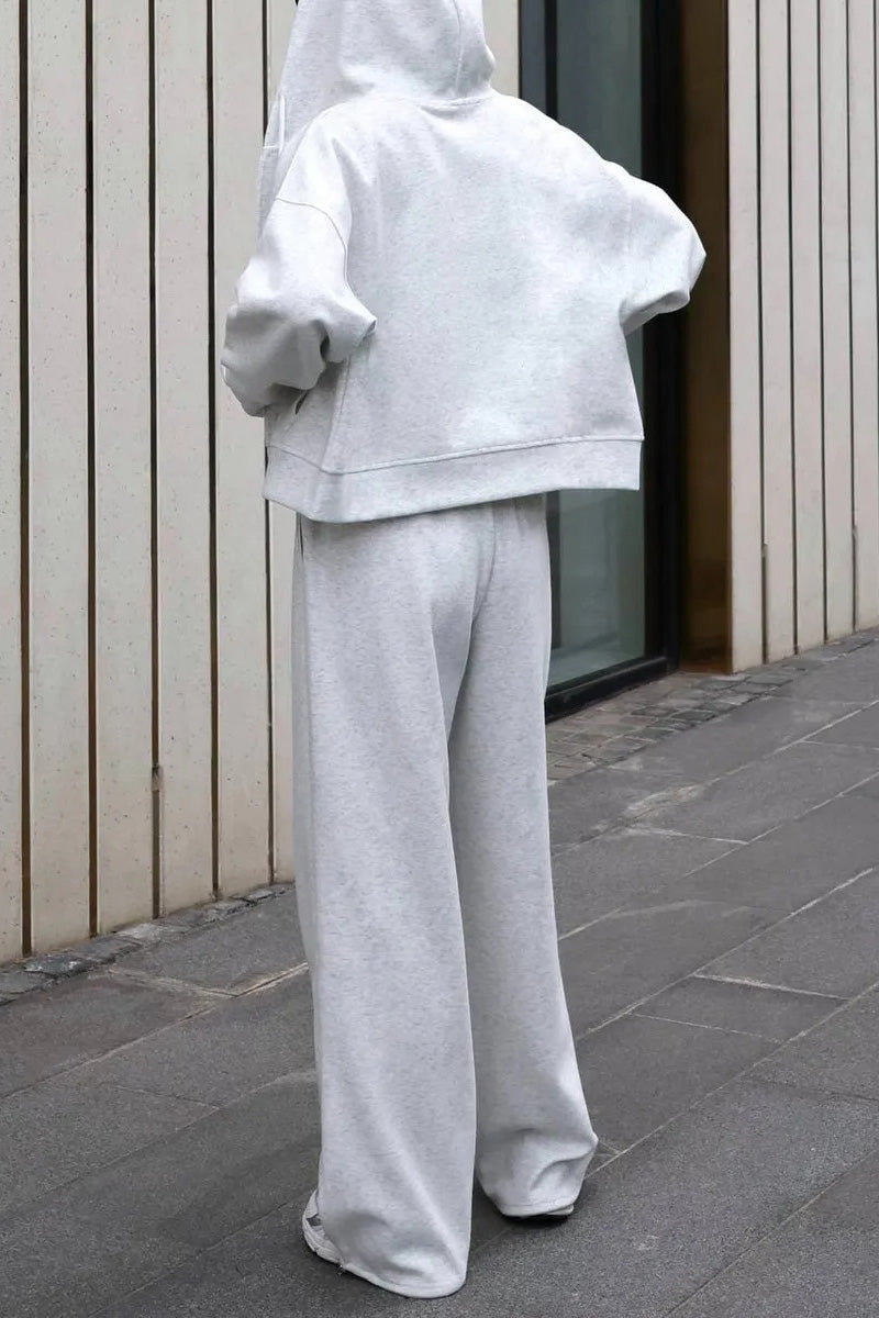 Hooded Zip Sweatshirt & Drawstring Pants Set
