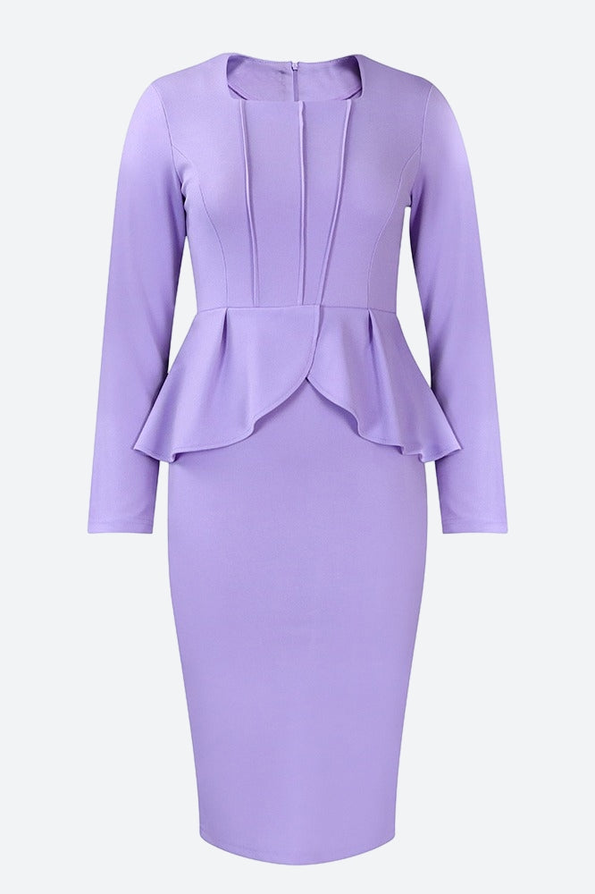 Structured Peplum Midi Dress