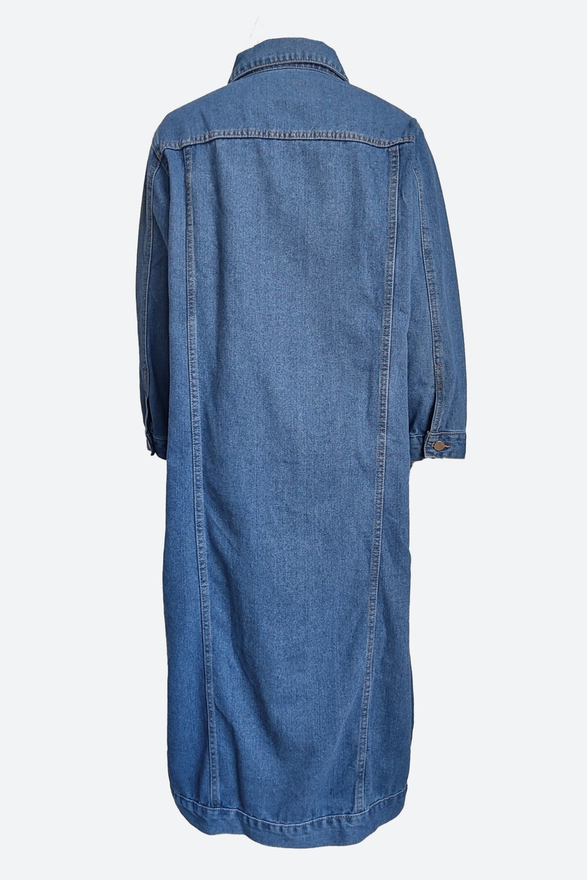 Blue Long Sleeve Denim Duster Jacket