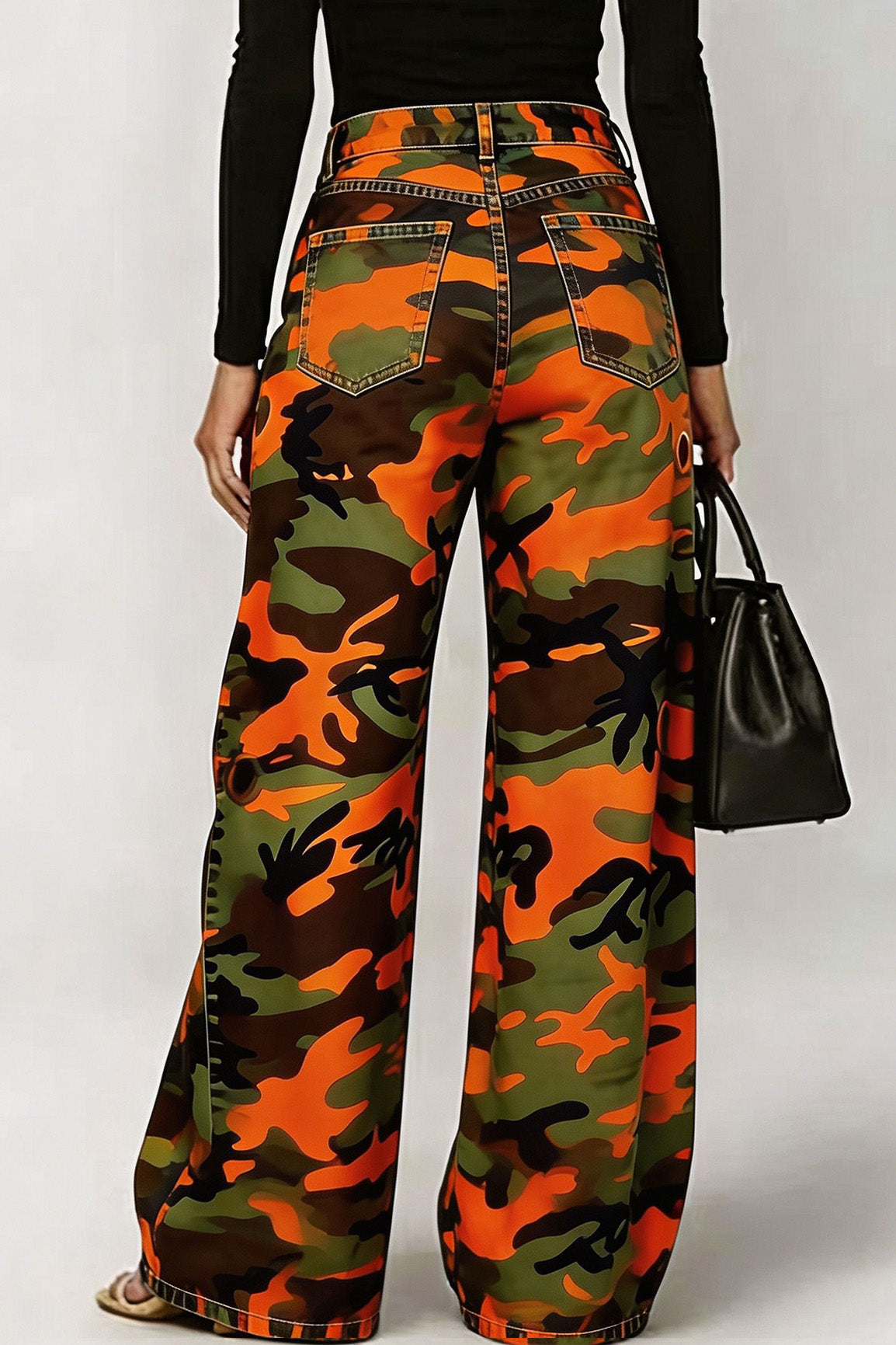 Baggy Camo Eyelet Wide Leg Pants