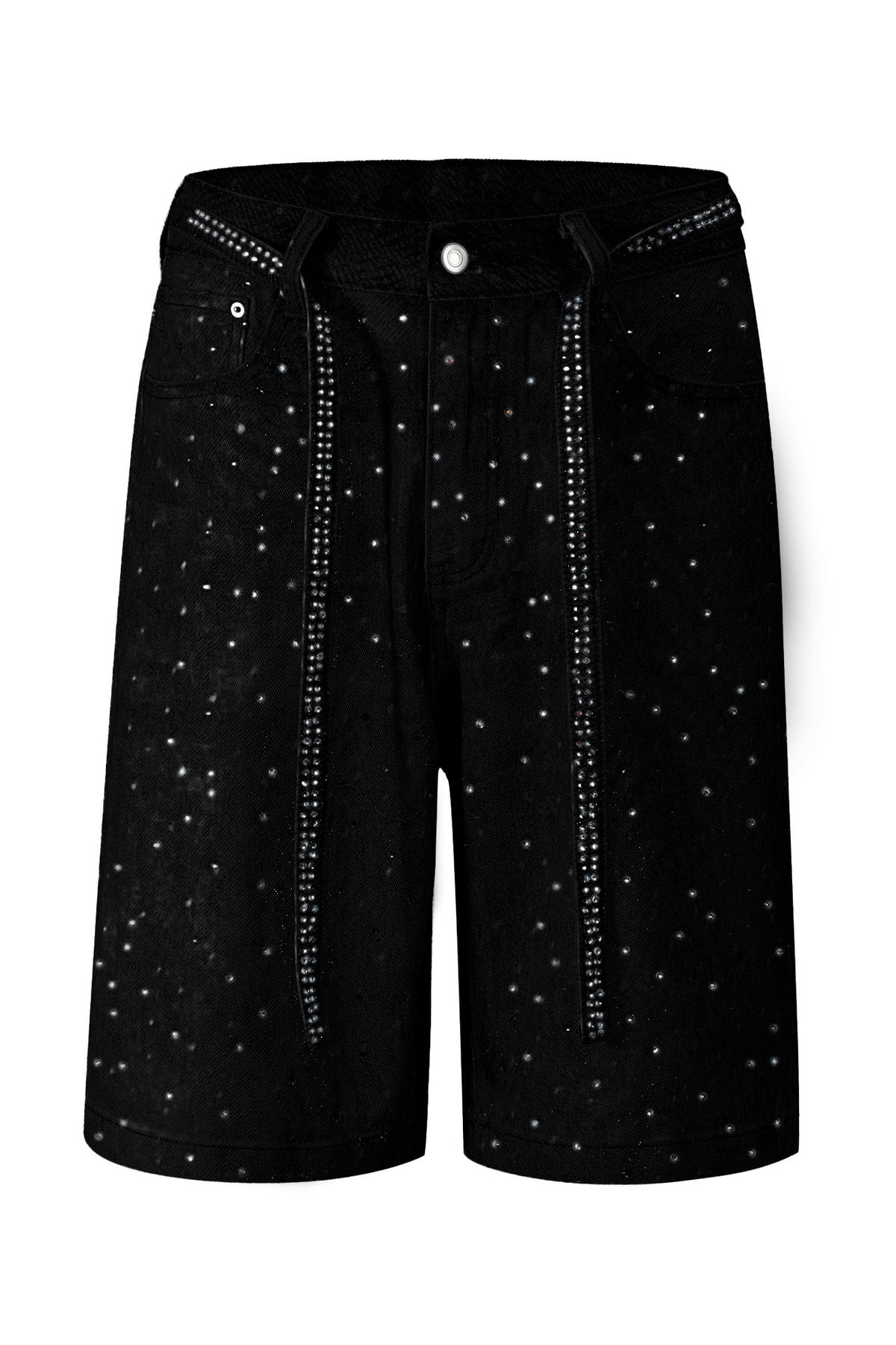 Rhinestone Denim Bermuda Shorts