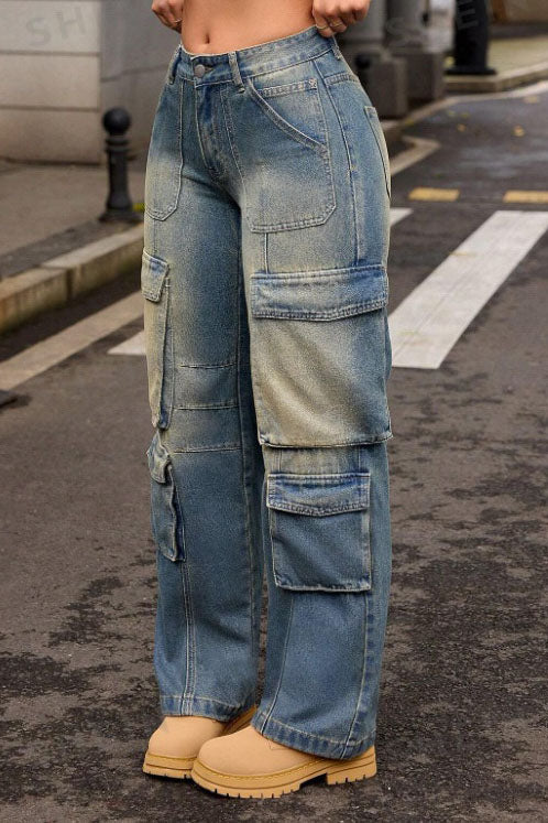 Washed Street Cargo Jeans