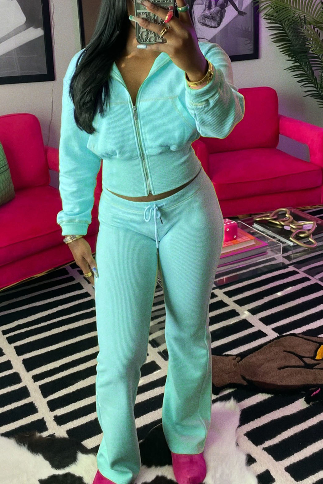 Waffle Long Sleeve Suit