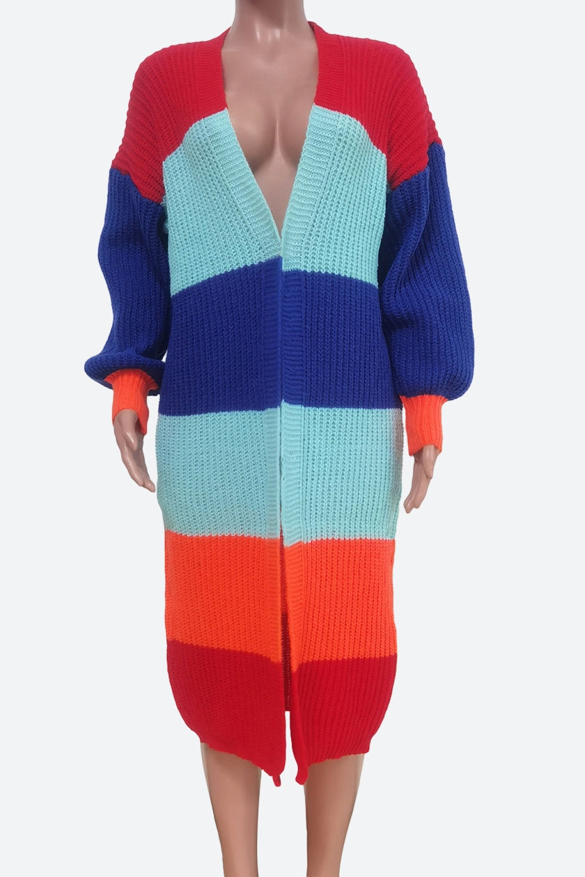 Stripe Knit Cardigan Sweater