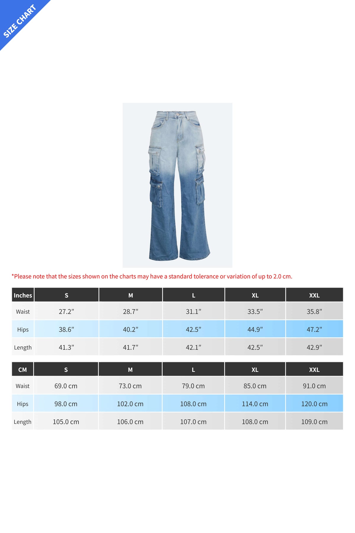 Casual Multi-Pocket Ombre Wide-Leg Jeans