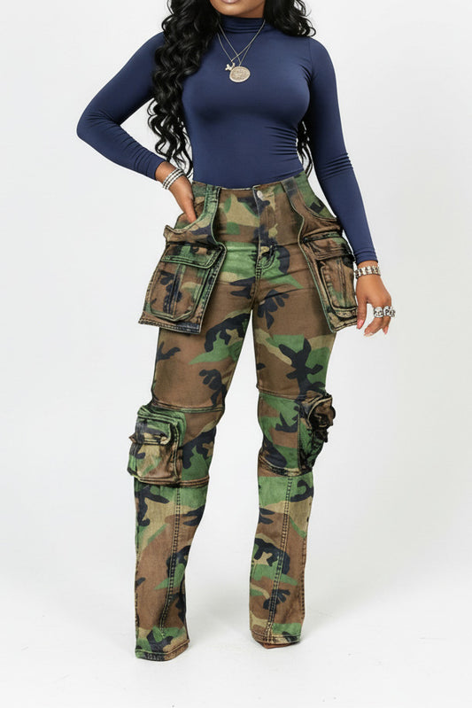 Camo Multi Pocket Cargo Pants