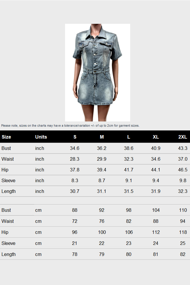 Short Dress Stretchy Ladies Denim Summer Dress