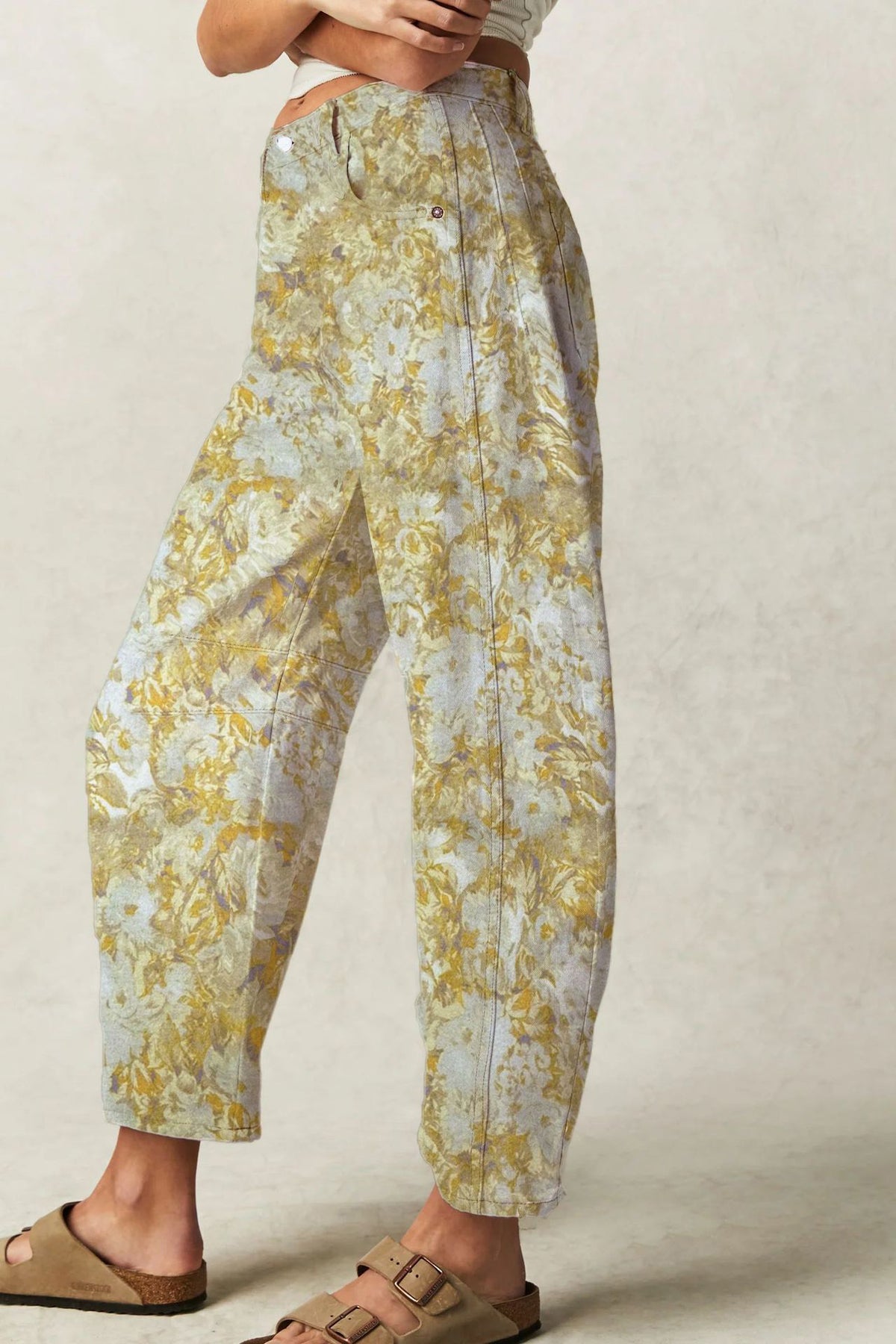 Vintage Floral Relaxed Barrel Leg Jeans