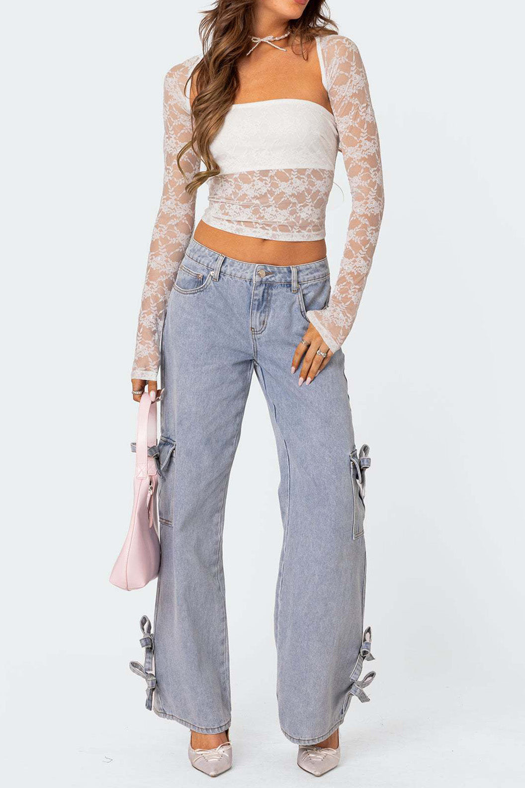 Low Rise Wide Leg Cargo Jeans