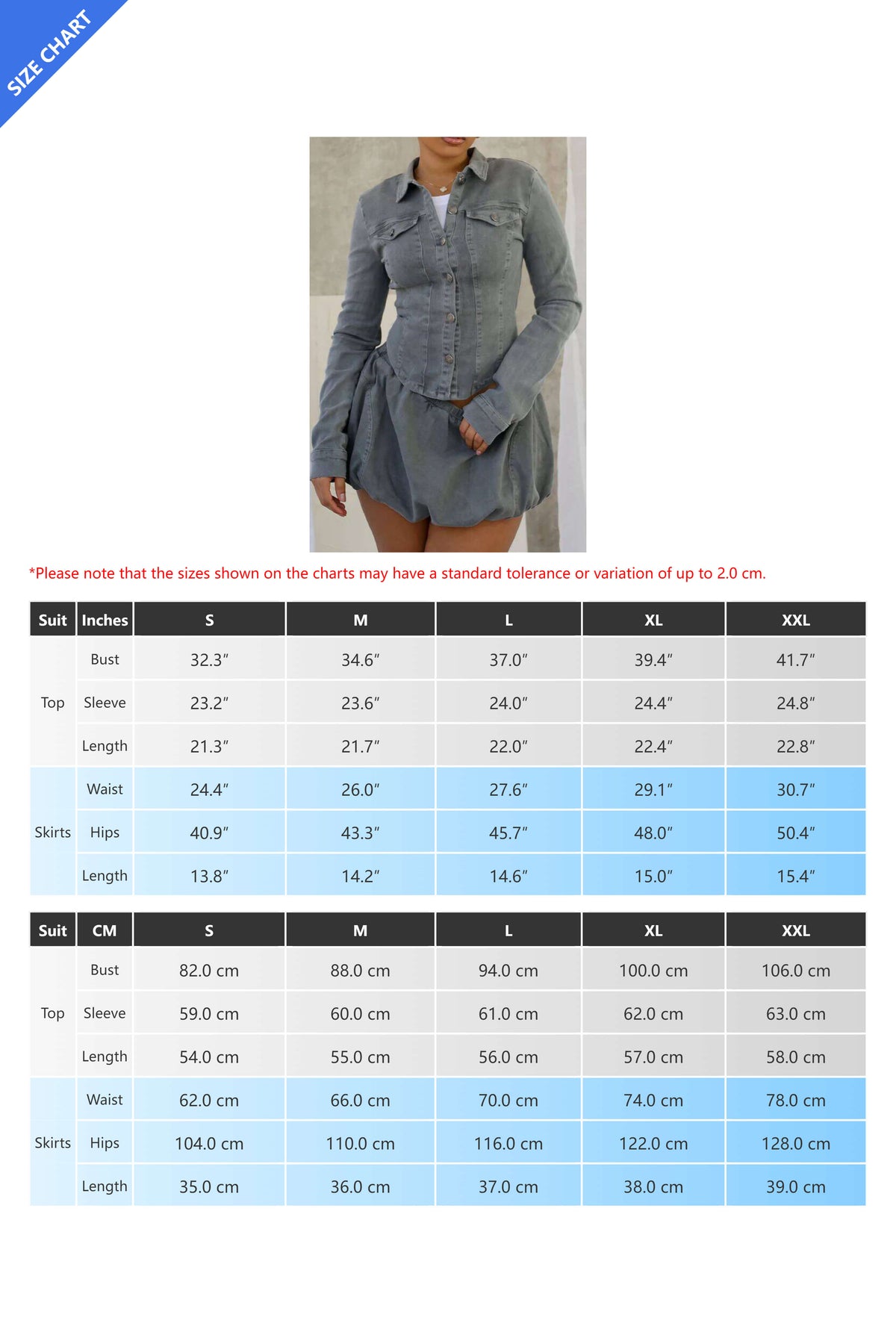 Denim Pleated Mini Skirt Sets