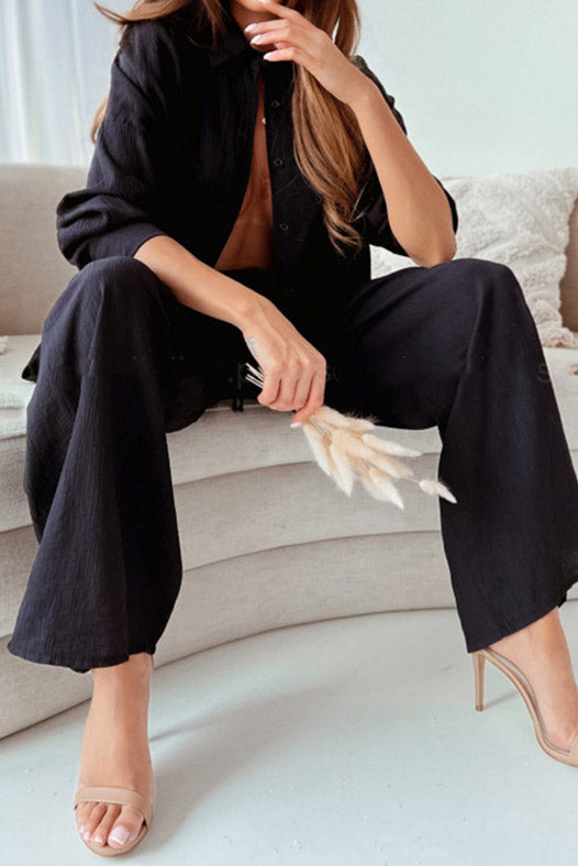 Elegant Ruffle Shirt And Pants Set