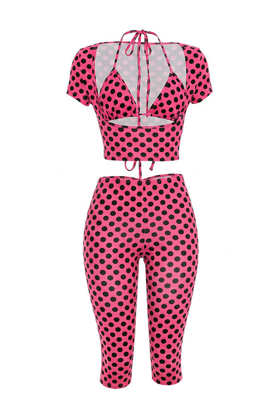 Polka Dot Cutout Capri Set