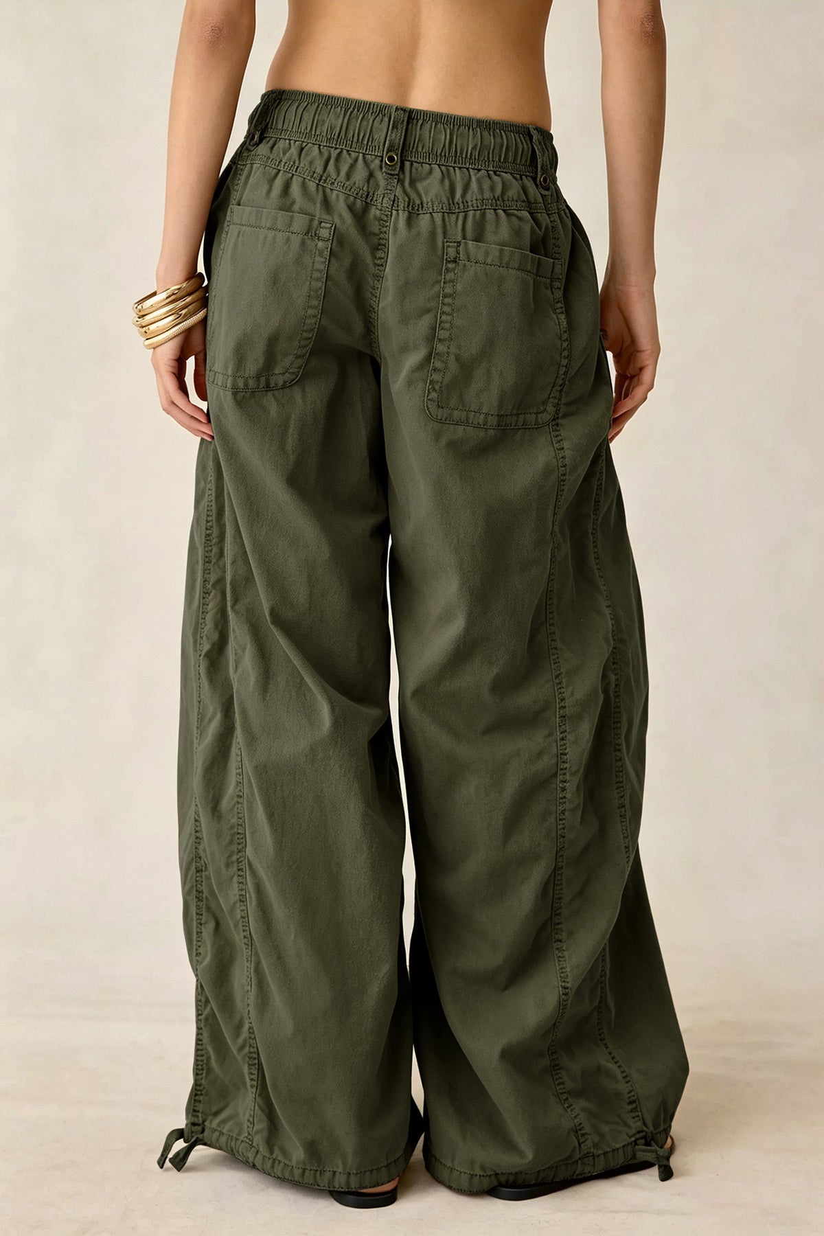 Wide Leg Drawstring Parachute Pant