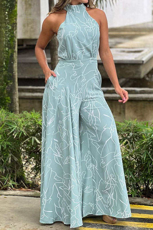 Round Neck Printed Jumpsuit for Women