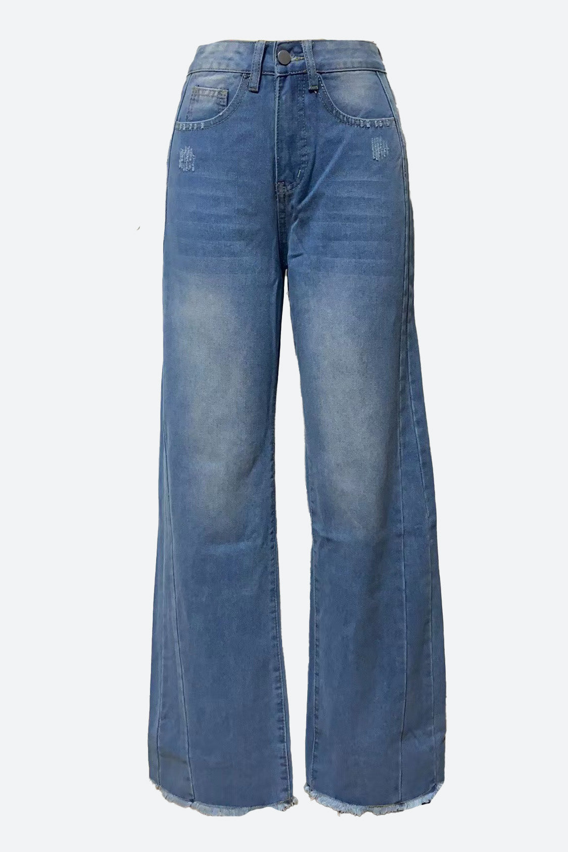 Raw Hem Wide Leg Jeans