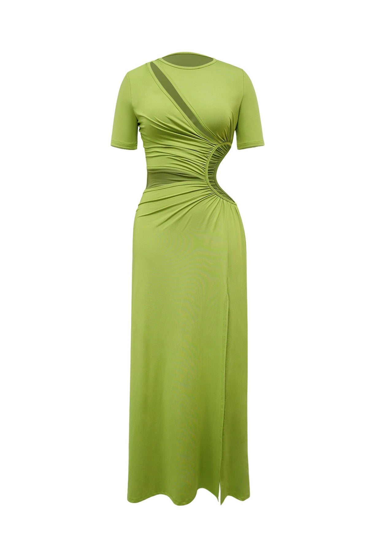 Cutout Ruched High Slit Maxi Dress