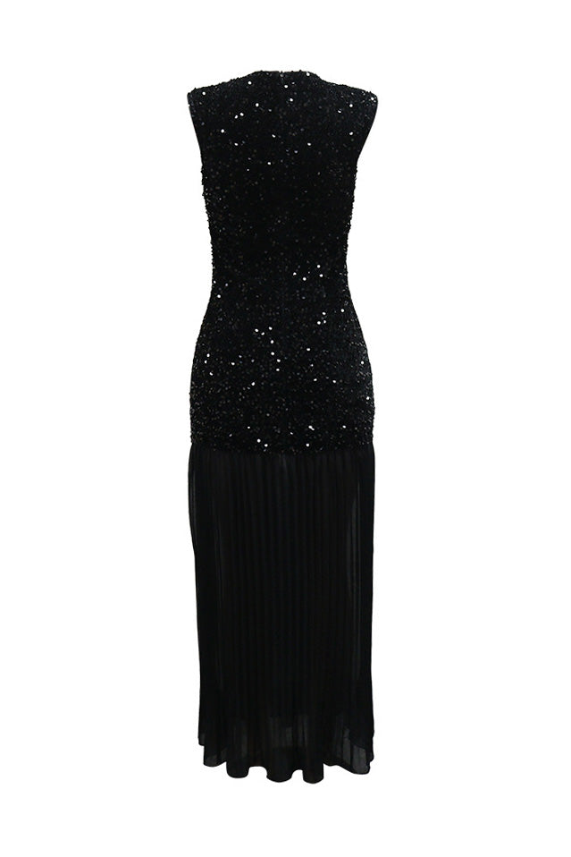 Sparkling Velvet & Chiffon Maxi Dress