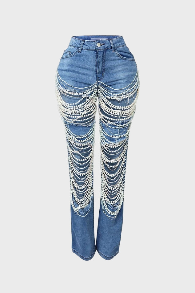 Rhinestone Denim Jeans
