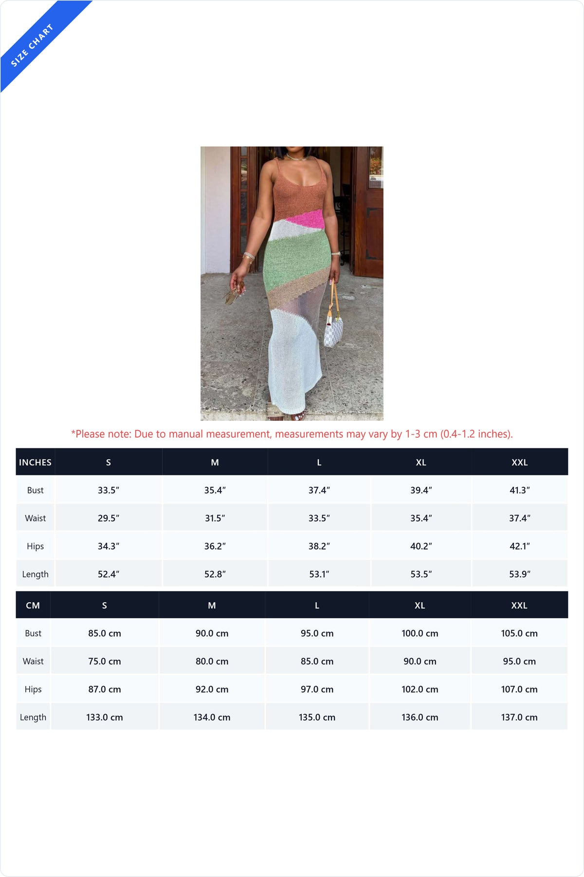 Diagonal Colorblock Knit Maxi Dress