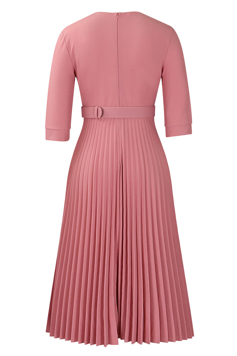 Pleated A-Line Blazer Midi Dress with Belt