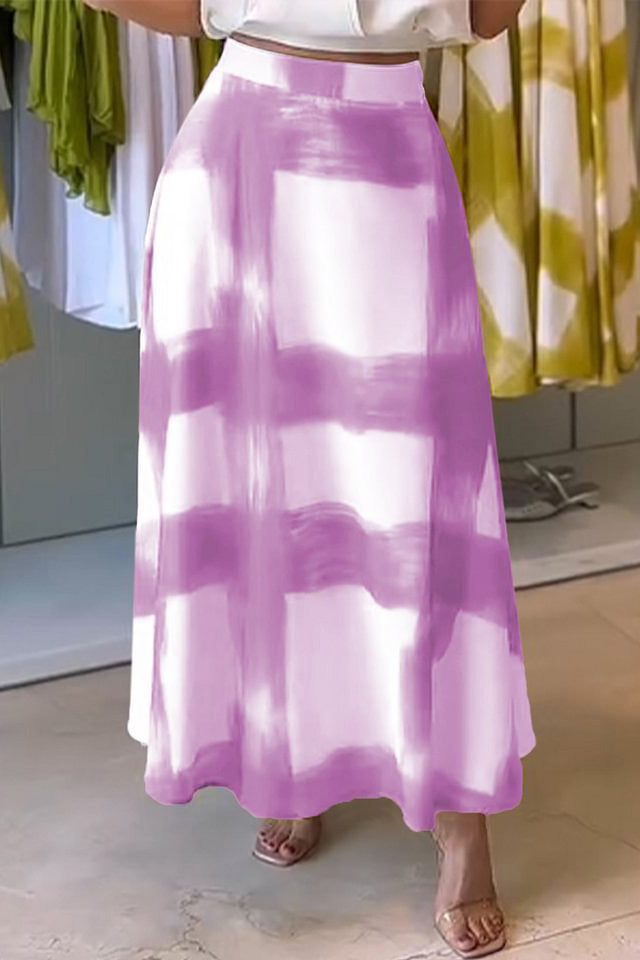 Plaid Print A-Line Long Skirt