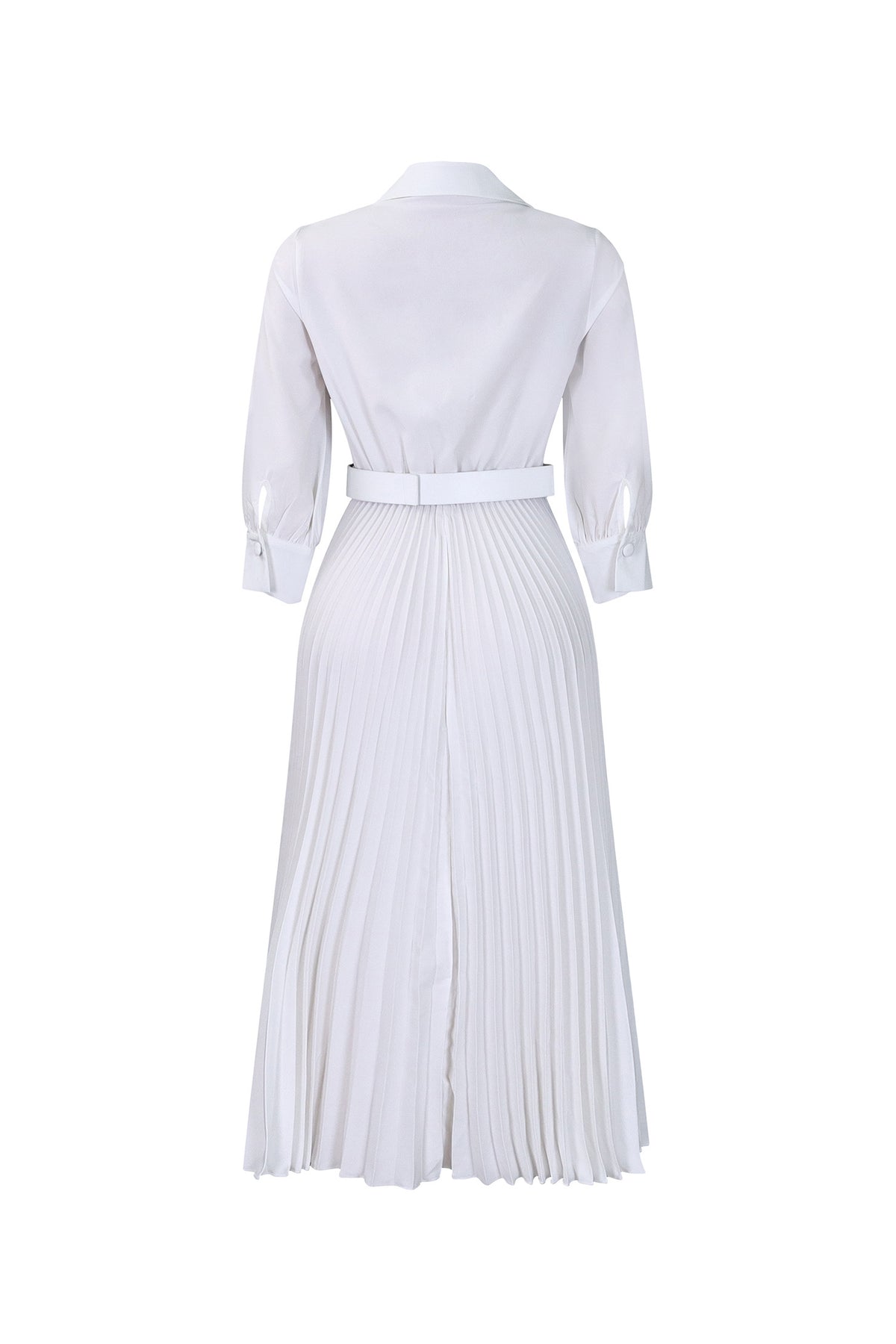 Plus Size Long Sleeve V-Neck Pleated Maxi Dresses