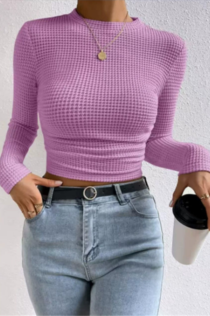 Solid Color Waffle Slim Fit T-Shirt