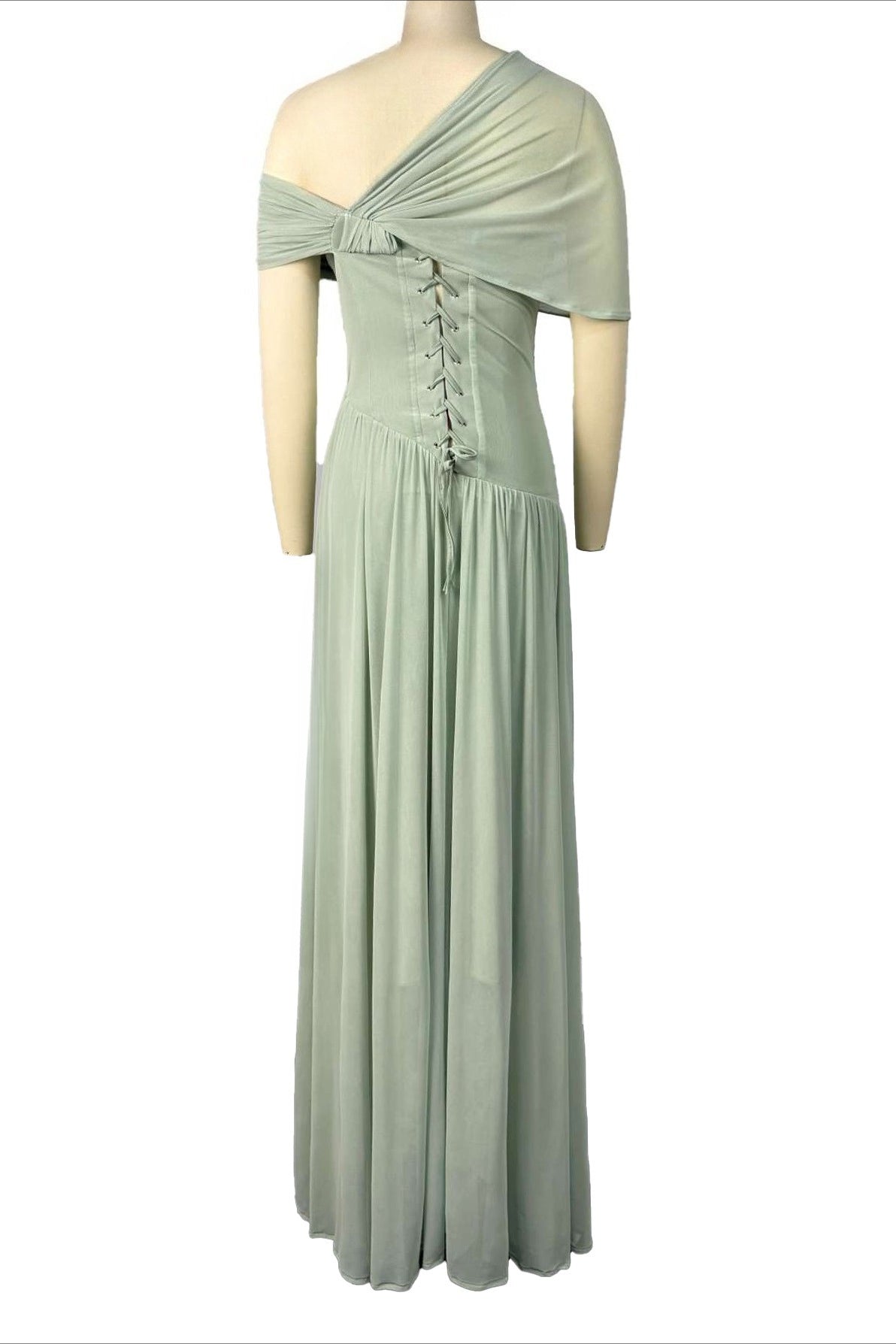 Asymmetrical Ruched Corset Maxi Dress