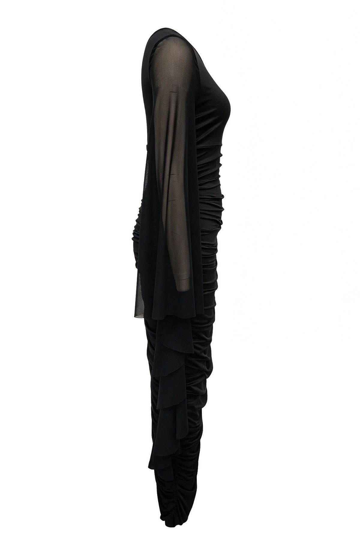 Ruched One-Shoulder Maxi Dress