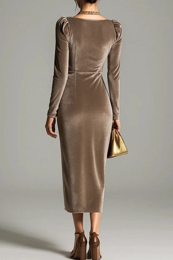 V Neck Midi Sheath Dress