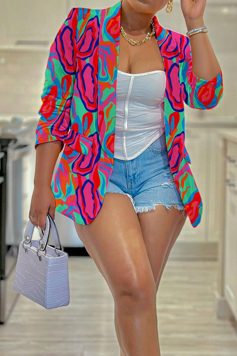 Fashion Floral Casual Suit Jacket