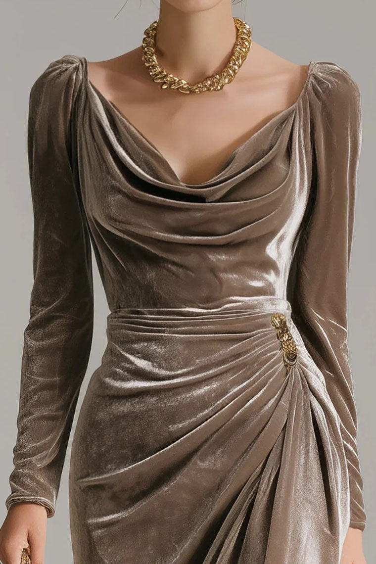 V Neck Midi Sheath Dress
