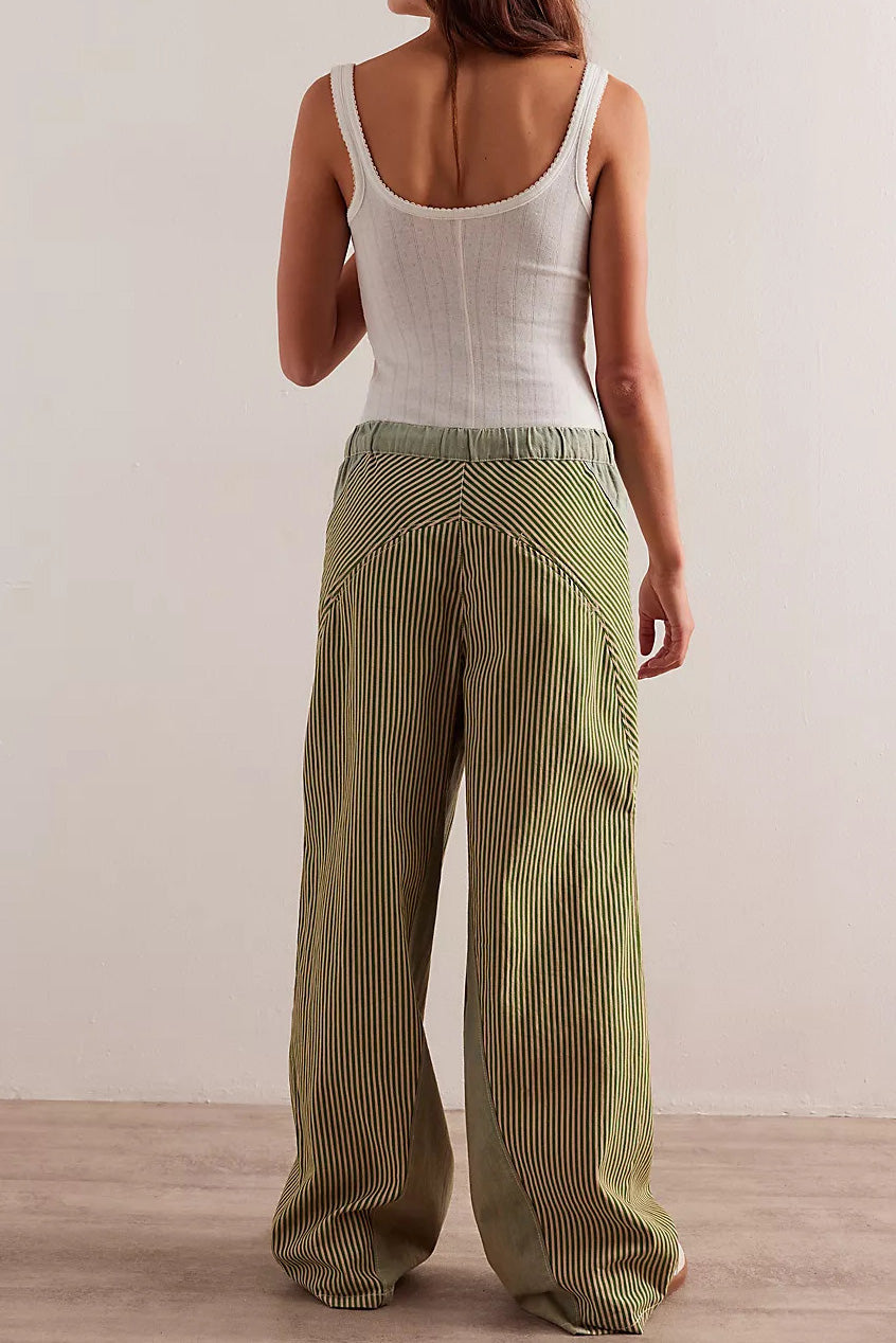Casual Colorblock Loose Straight Pants