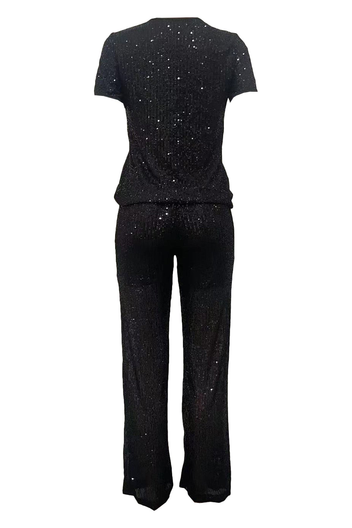Sequin Solid 2-Piece Set - Tee & Pants