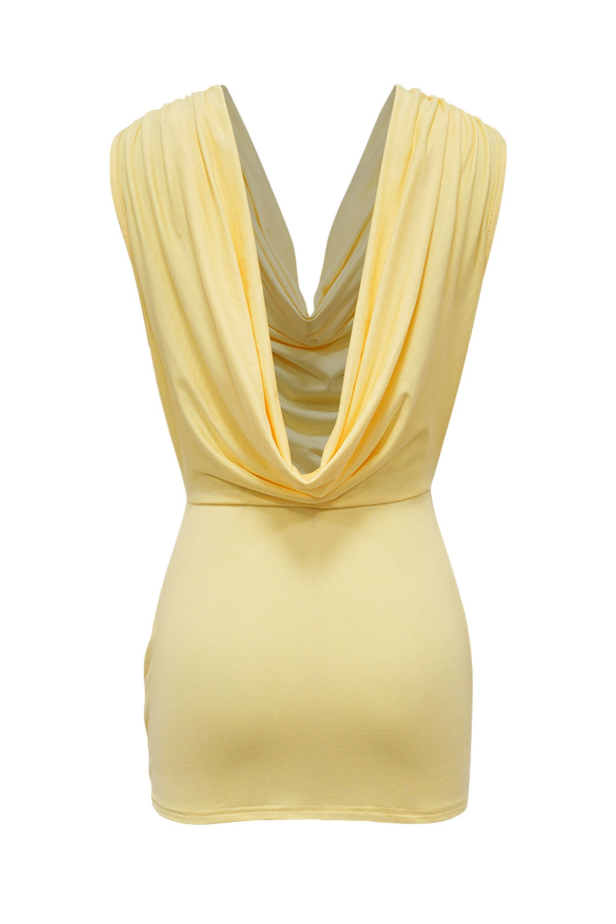 Cowl Neck Spiral Hardware Cutout Mini Dress