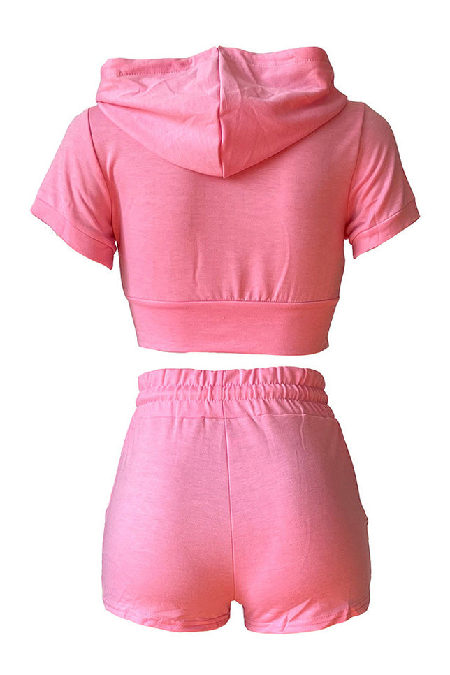 Crop Top Hoodie Short Set