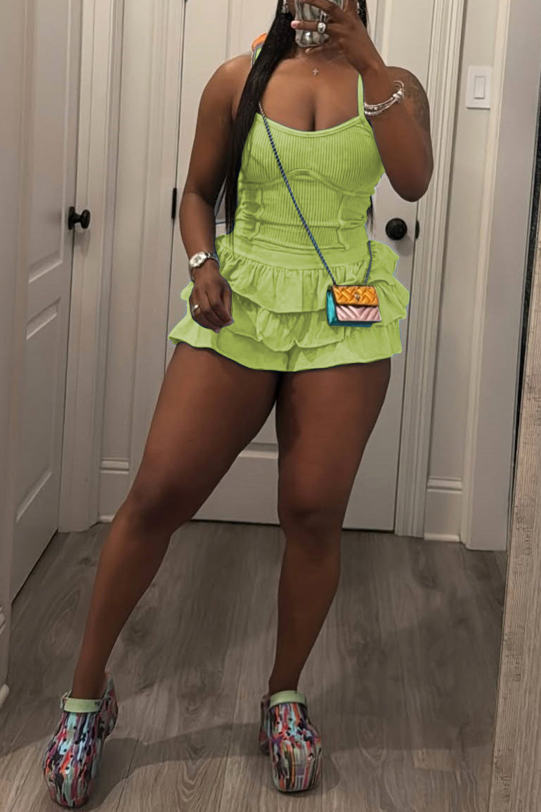 Washed Camisole and Ruffle Skort Set