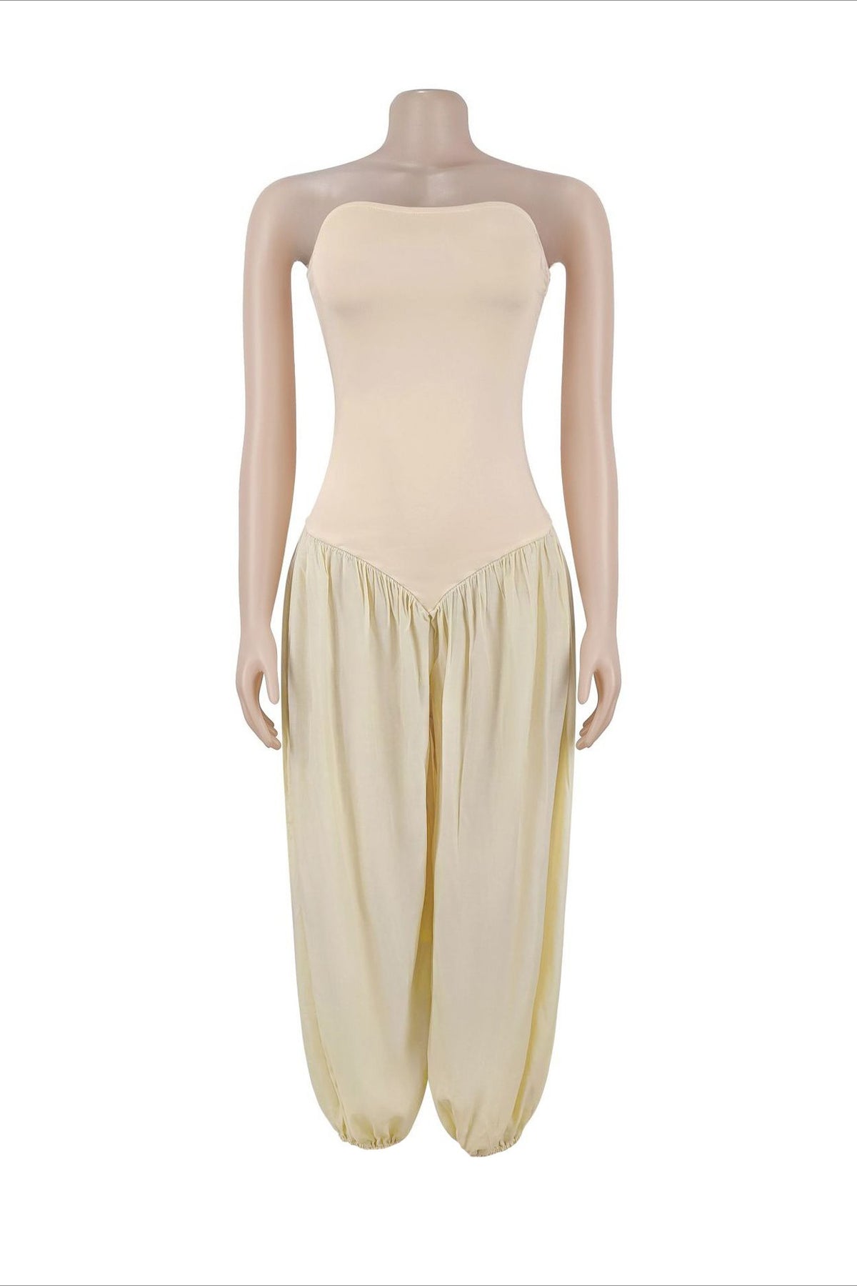 Strapless Sweetheart Pleated Balloon Jumpsuit