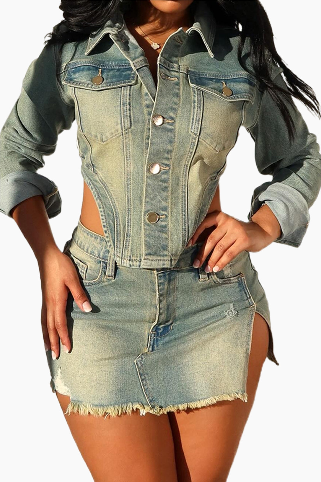 Denim Skirt Set